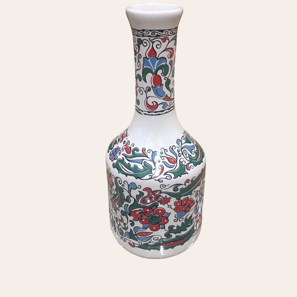Metaxa Greek Liquor Porcelain Decanter Jar Vase Floral Design